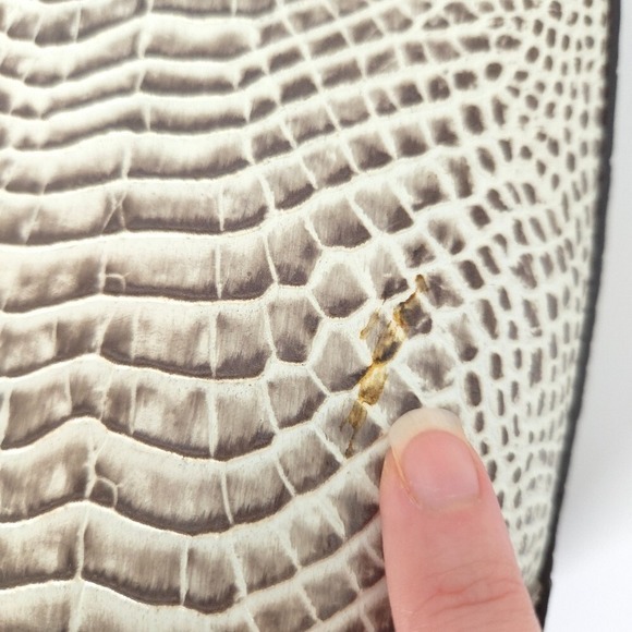 Brahmin Ivory & Brown Snakeskin Creme‎ Rhodes Medium Asher Tote Shoulder Handbag - Picture 10 of 13